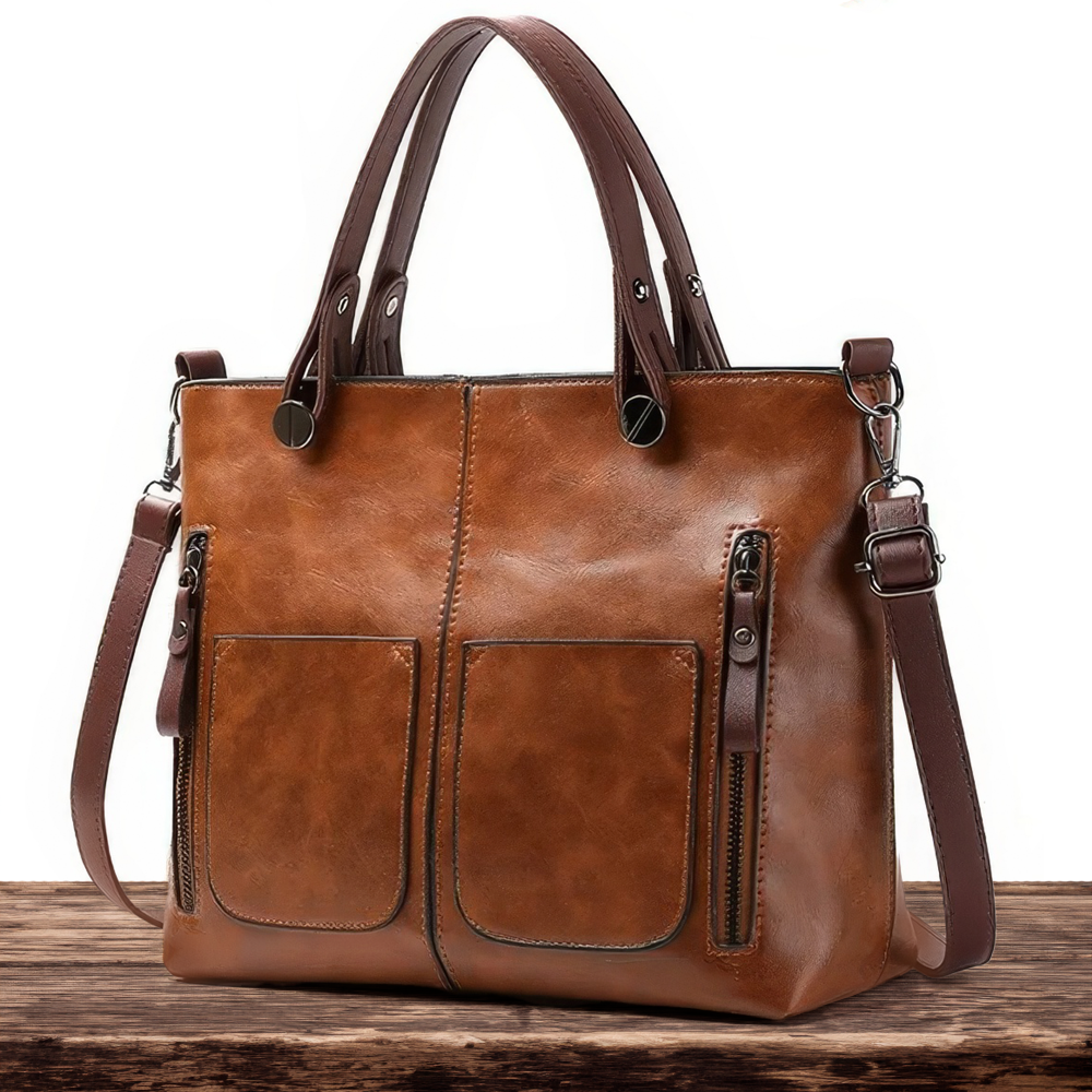 Ilse Timeless Work Tote shown in full-grain leather