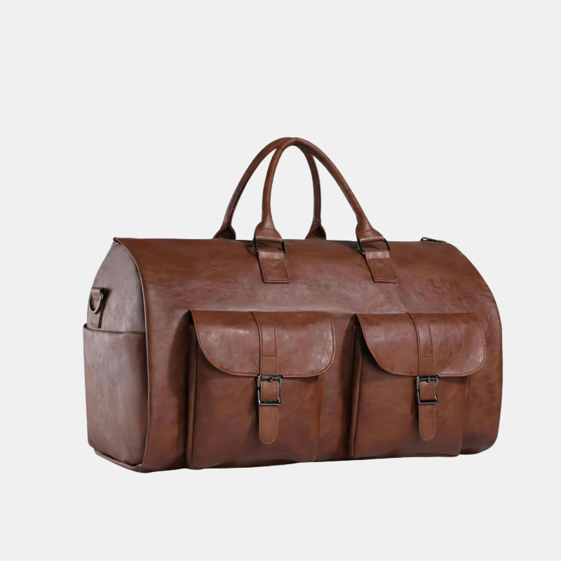Aurelia Compact Travel Bag shown in full-grain leather